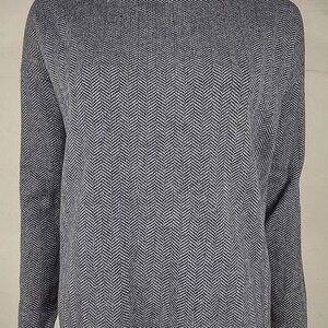 Christian Siriano gray herringbone mock neck pullover sweater ladies S